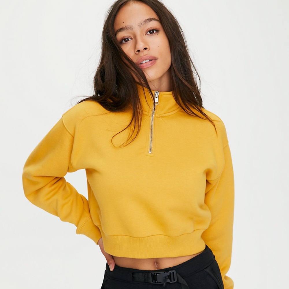 Aritzia TNA Perfect 1/4 Zip Sweatshirt- Gold
